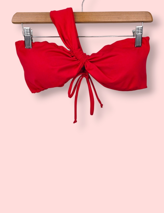 Top de Traje de Baño Ajustable de un Hombro Rojo Manzana - Chiara