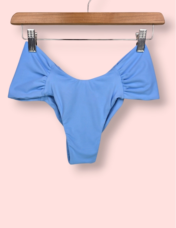Parte Baja de Bikini Costado Ancho Fruncido Celeste - Kira