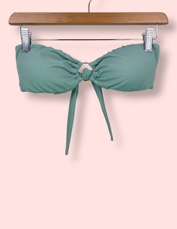 Bikini Top sin Tirantes con Argolla Dorada Verde Herb - Chiara