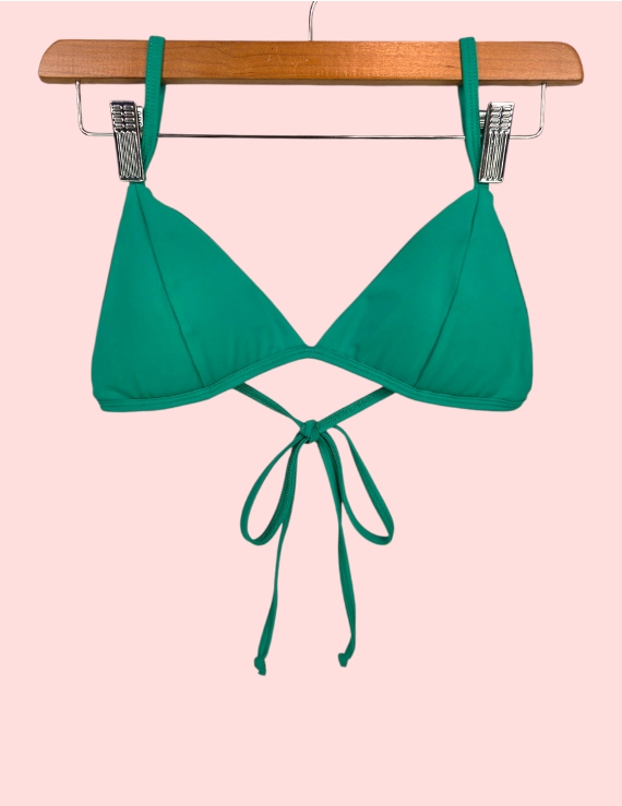 Top de Bikini tipo Bralette Minimal Verde Grama - Bralette Basic Top