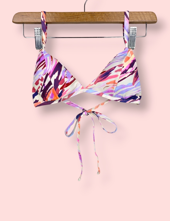 Bralette Top Bikini con Ajuste en Espalda Acuarela Tropical - Bralette Basic Top
