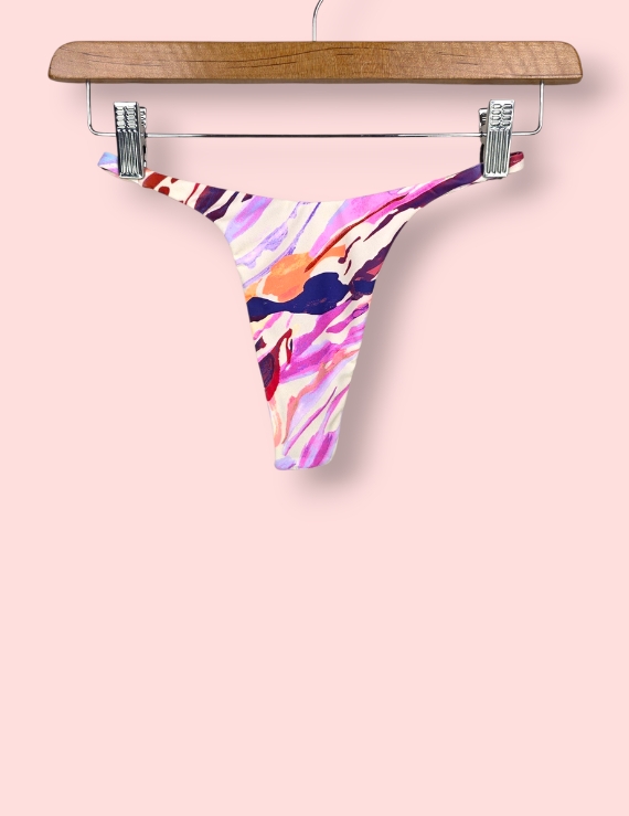 Bottom Bikini tipo Hilo con Pierna Alta Acuarela Tropical - Rita Hilo