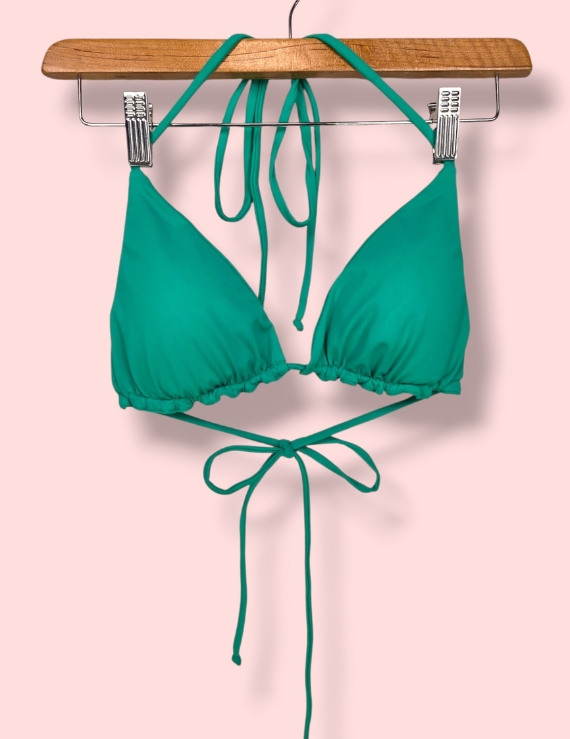 Parte Alta de Bikini Multiformas Básico Triangular Verde Grama - Lima Top