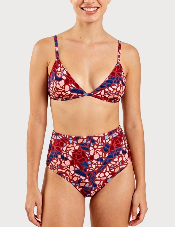 Top de Baño Triangular Copa Triangular Mosaico Print - Bralette Basic Top