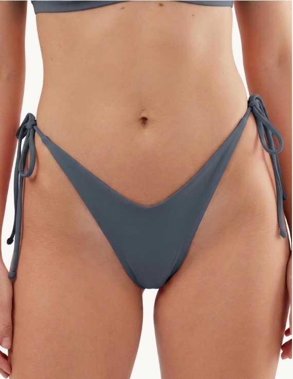 Tanga de Bikini con Fruncido Trasero Gris - Grecia Bottom Steel Gray